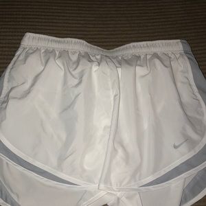 White Nike Shorts with Grey Side Detailing